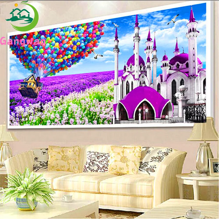 Lavender castle flying dreams Handmade Diamond Painting Full Square 5D Diy Diamond Embroidery Mosaic Muslim church Home Decor