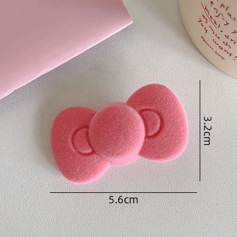 1Pc Pink Flocking Bow Hair Clips Girls Heart Cute Bangs Side Clip Japan And South Korea Hundred Headwear Girl Gift