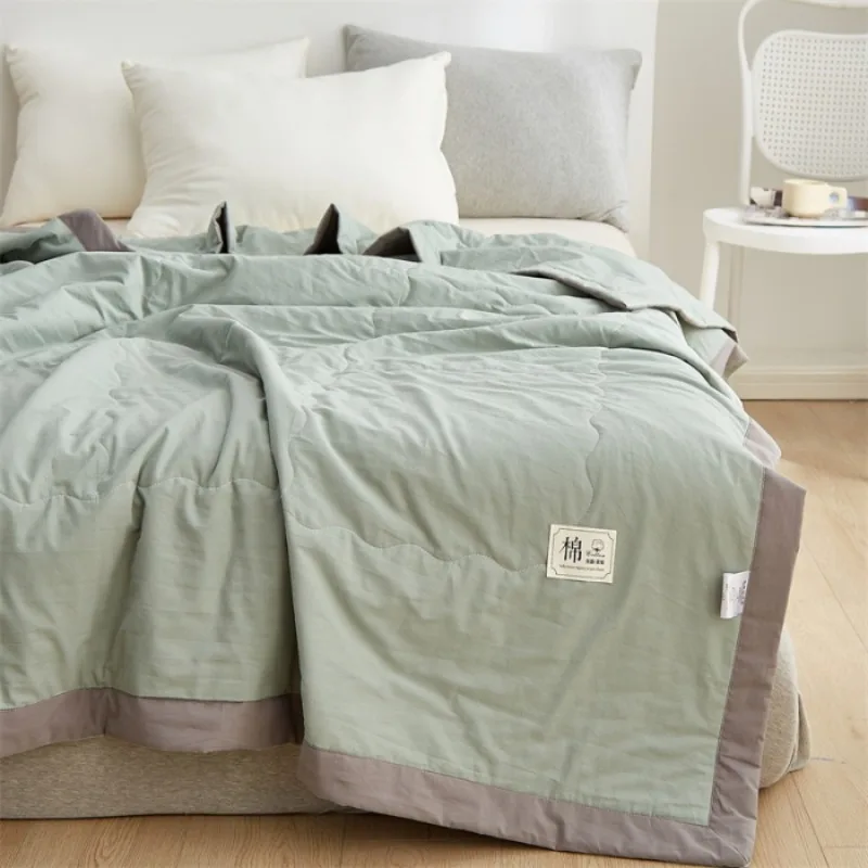 2025 New Class A all cotton color blocked cotton summer quilt, pure cotton summer quilt, breathable air conditioning