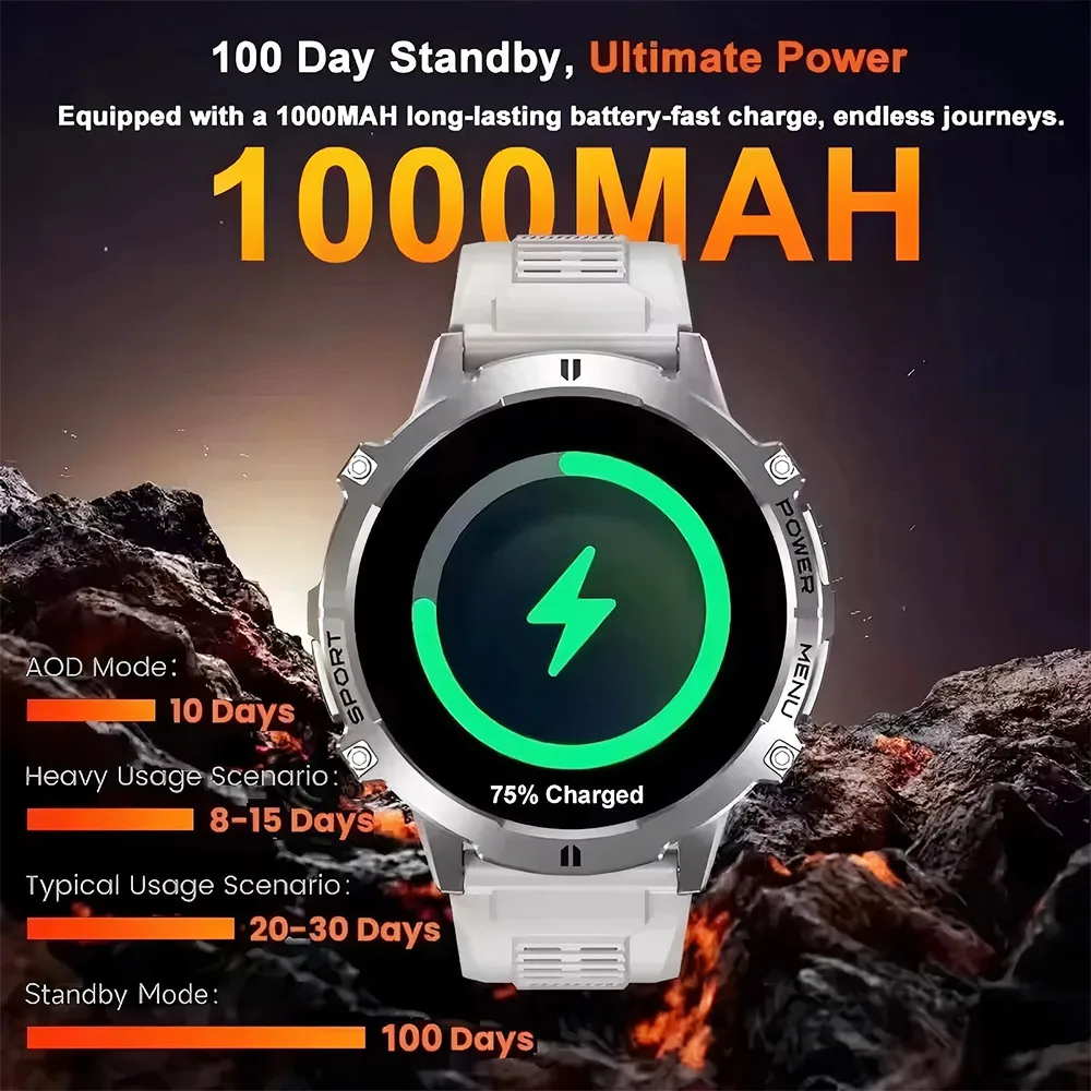 2025 جديد TANK X3 العسكرية الصف 1000mAh بطارية Smartwatch 5ATM مقاوم للماء نظام تحديد المواقع البوصلة BT دعوة AMOLED HD رجل الرياضة ساعة ذكية