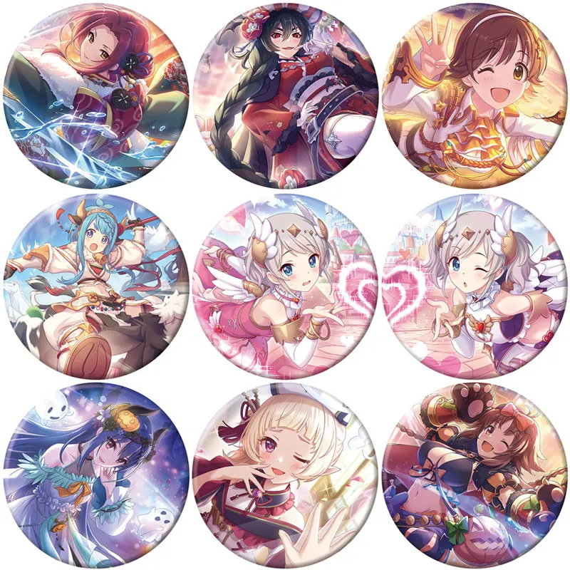 58 мм милая аниме-принцесса Connect! Re Figure Akari Icon Значок Брошь ручной работы из жести для рюкзака Одежда Нагрудный орнамент Подарки