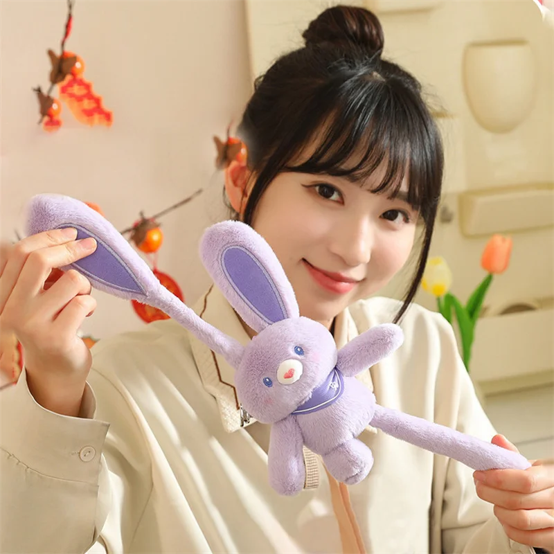 Dopamina Cartoon rozciągliwy królik brelok Kawaii Bunny pluszowe zabawki dla dzieci Charms lalka dla dziewczęcy prezent