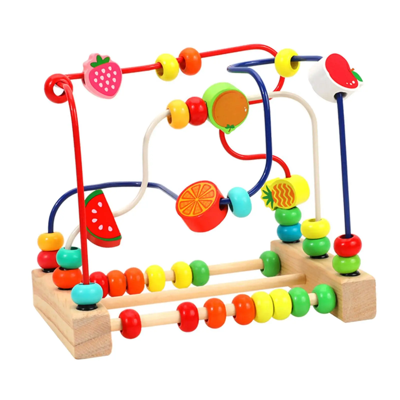 Wooden Bead Maze Toys Preschool Educational Toy Grasping Ability Wooden Colorful Beads Roller Toys for Baby Birthday Gifts