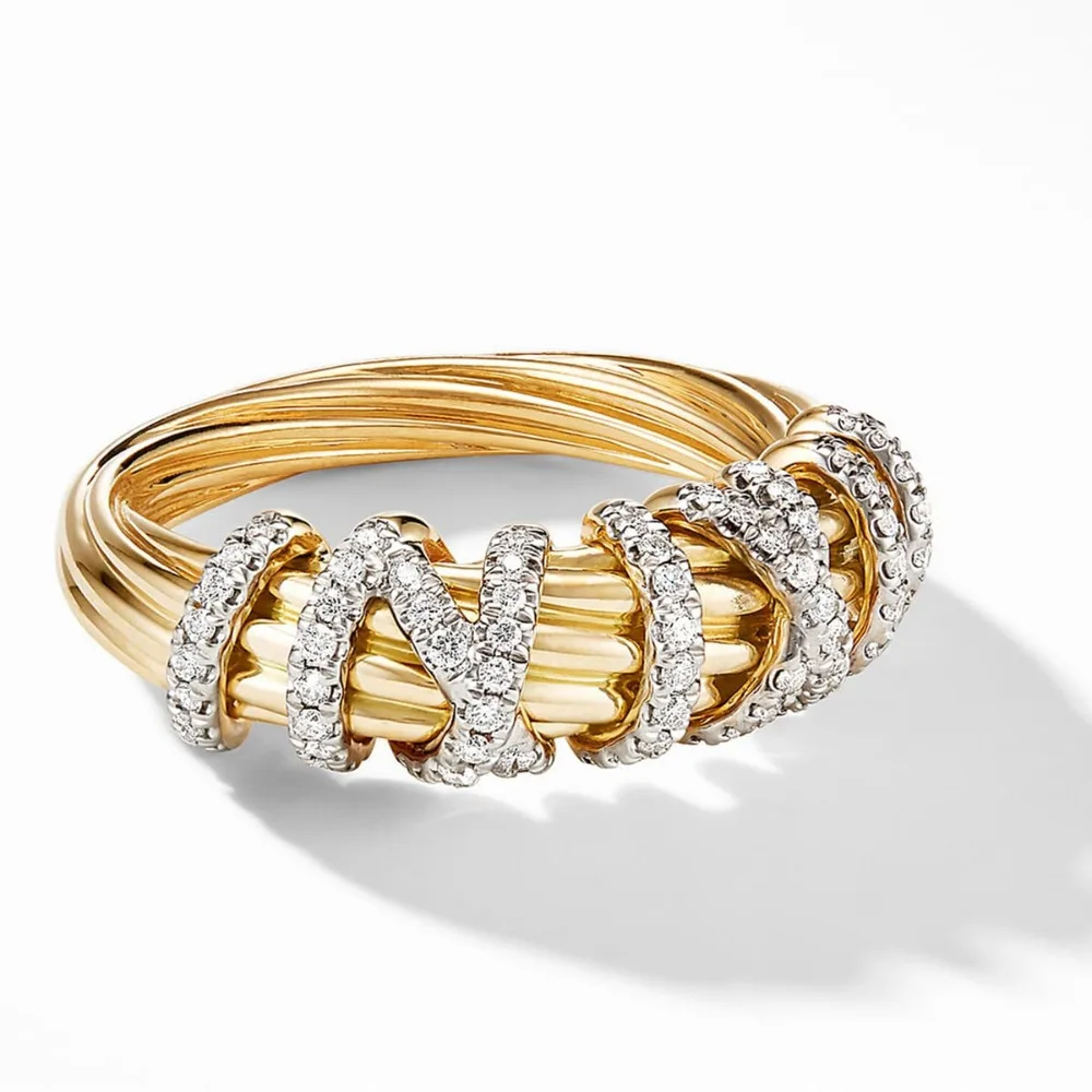 Fashion Simple Shining Micro Inlay Zircon Gold Color Geometric Multi-layer Line Rings for Women Exquisite Luxury Finger Jewelry