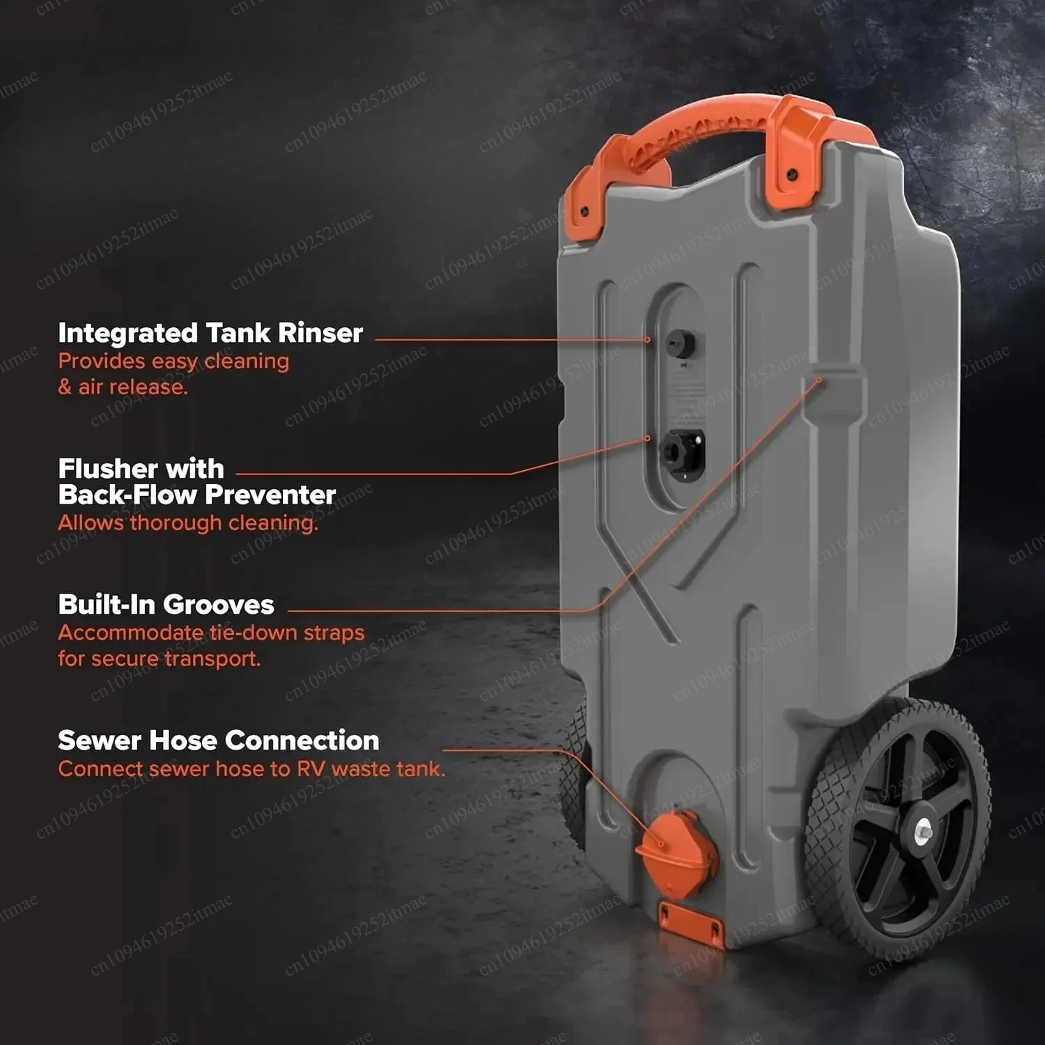 Heavy Duty RV Waste Tank With Drain Hose And Wear Resistant Wheels