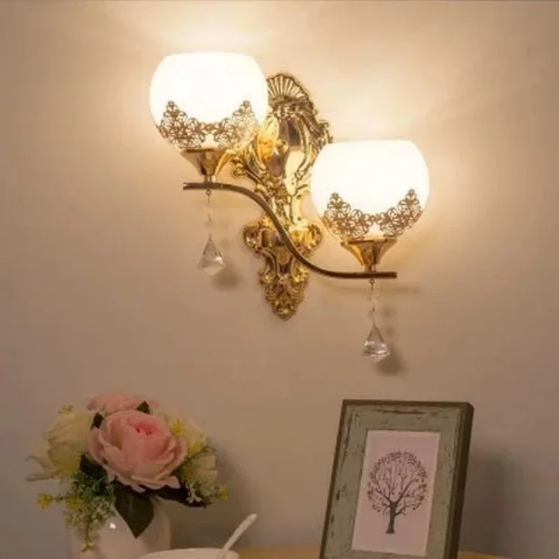 European Led Crystal Wall Lamp Gold Living Room Sconce Bedroom Reading Lamps Corridor Stairs Light Home Decoration