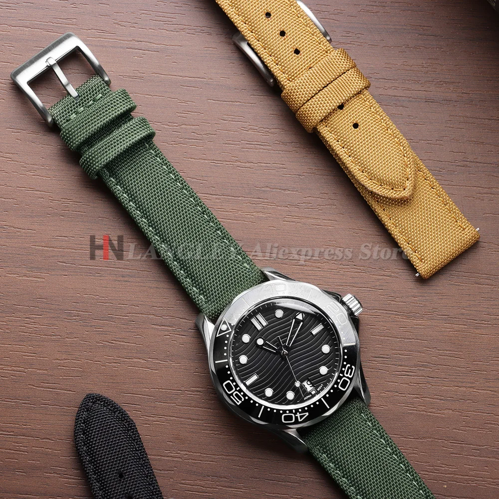20mm 22mm Waterproof Sailcloth Watch Strap Two-Sided Nylon Watchband Quick Release Band Sport Belt For Men Women Universal Belts