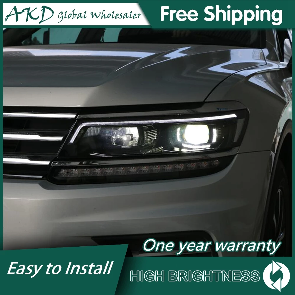 Headlights For VW 2016-2022 New Tiguan L DRL Daytime Run Lights Head Lamp LED Bi Xenon Bulb Fog Lights Tiguan Car Accessory