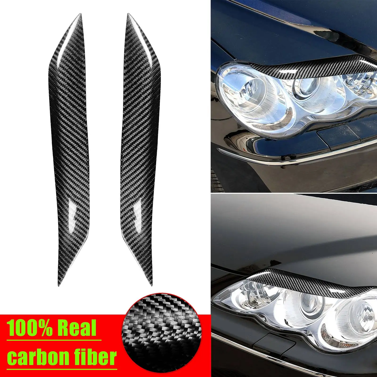 For Toyota Mark X I Carbon Fiber Headlight Eyebrow Eyelid Cover Trim 2004-2009