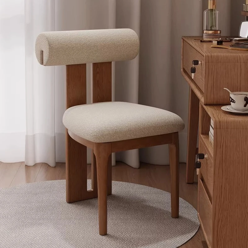 Home Cream Wind Massivholz-Schminkstuhl, mittelalterlicher Schminktischstuhl, Esszimmerstuhl, Hocker, Ottomane, Wohnzimmermöbel, Hocker