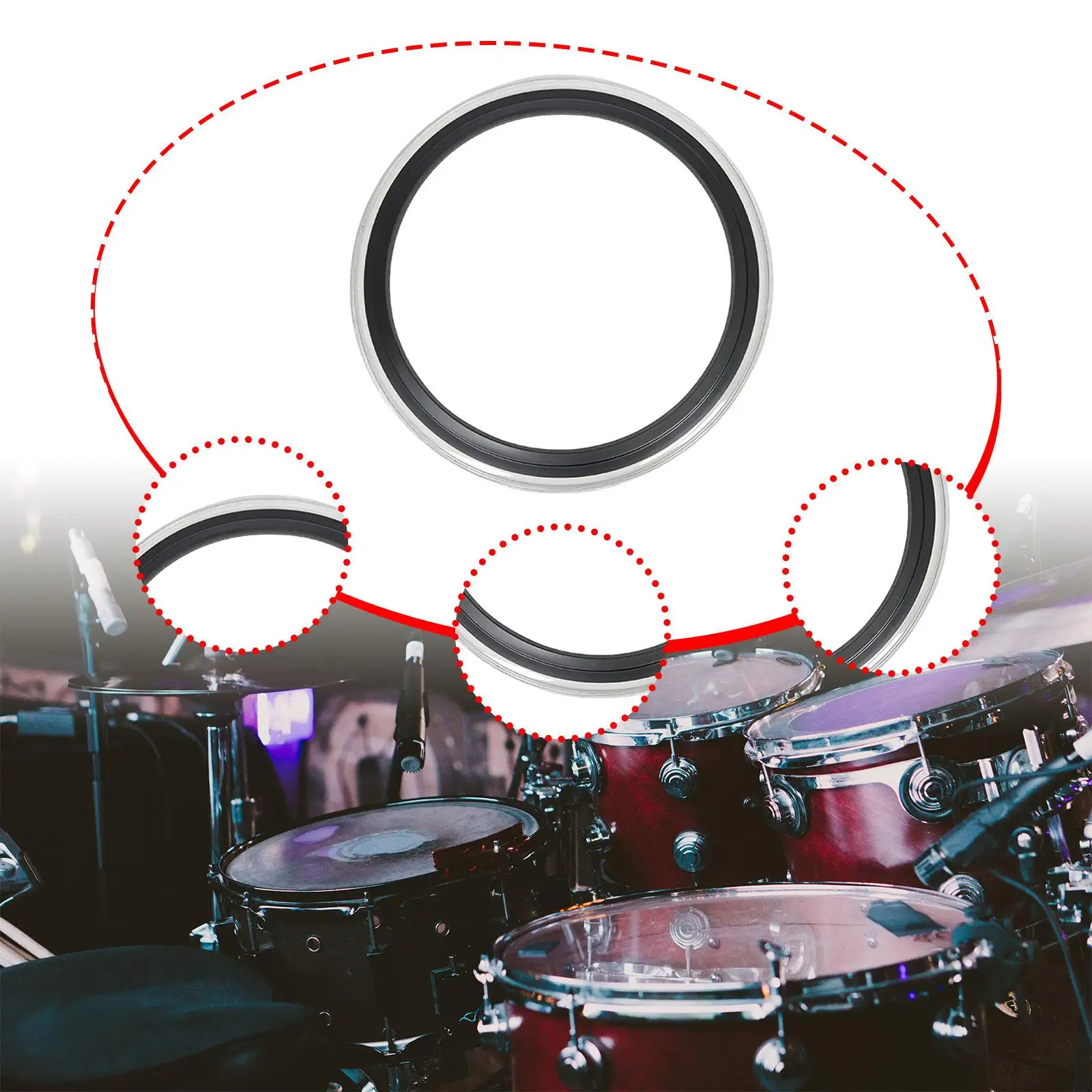 Drum Damperner Ring Mute Ring Portable Accessories for Tone Control Drum Damper Replacement for Concert Performance Practice