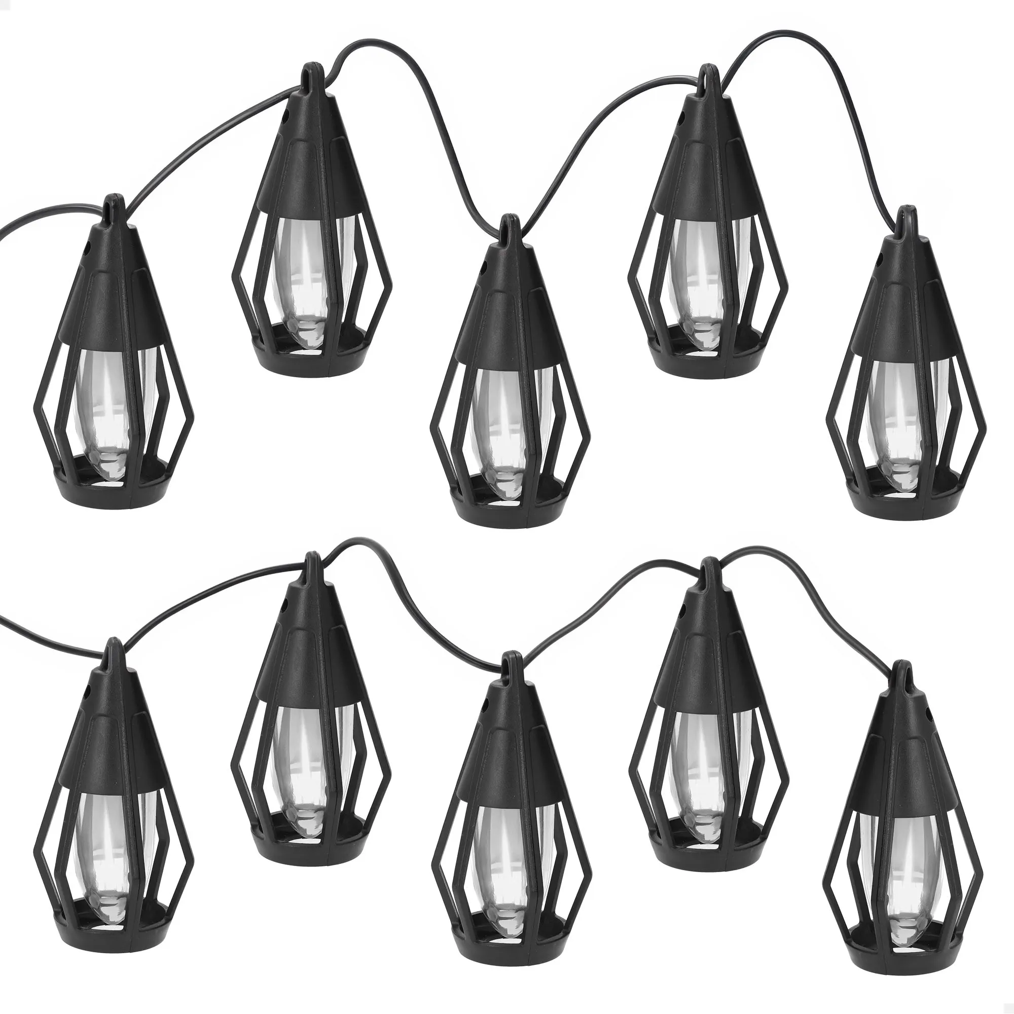 Aktive - Guirnalda luces exterior, 7 metros, 10 farolillos de 5,5x11,5 cm, luz cálida en movimiento, visibilidad 10 m, autonomía de 8 horas, luces decorativas, tira de luces LED, carga por panel solar