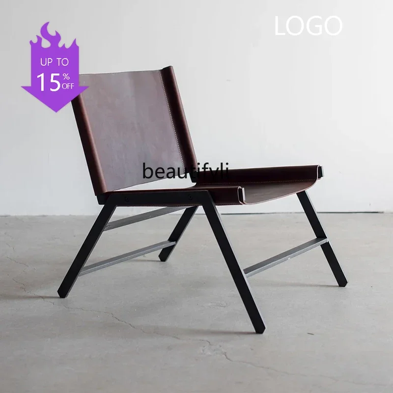 PPP  Italian Minimalist Saddle Leather Leisure Chair Modern Single-Seat Sofa Chair Silent Style Designer Furniture