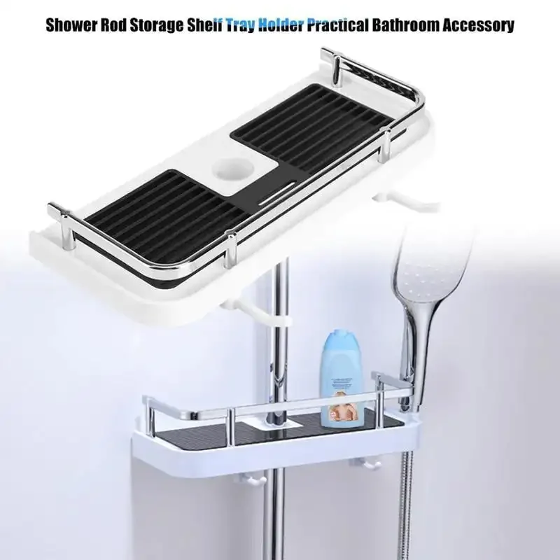 Bathroom Shower storage rack top, pole rack, shampoo tray stand, single-tiered, no drilling lifting Road,