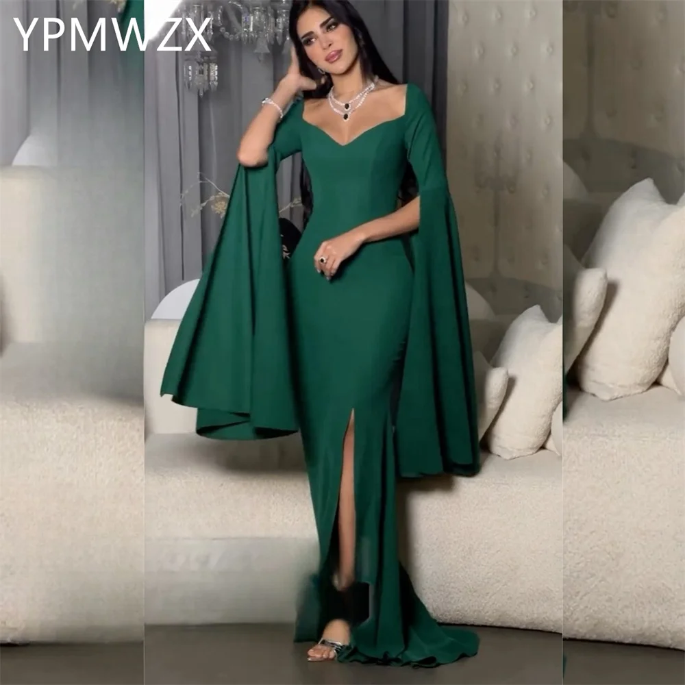 

Customized Evening Dress Women Party Occasion Formal YPMWZX V-neck Column Floor Length Skirts Vertically Bespoke Dresse