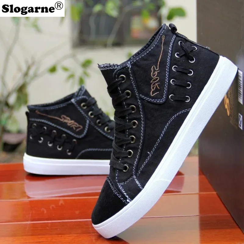 Men's Canvas Boots Spring Casual Sneakers Male Canvas Shoes Skateboard Flats Man High Top Casual Sports Shoes Skate Shoes