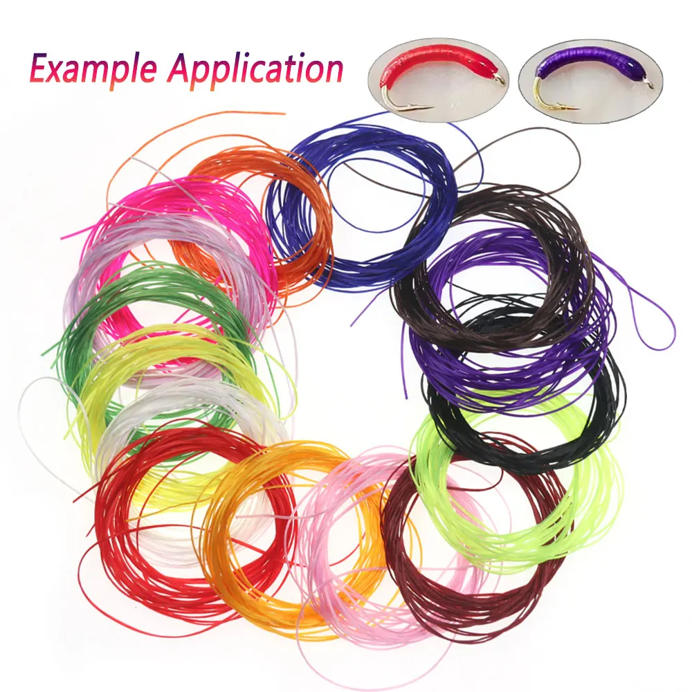 Bimoo 4M 0.6mm Micro Flex Worm Elastic Floss Line Nymph Body Buzzer Flexi Worm Fly Streamer Sea Fishing Lures Fly Tying Material