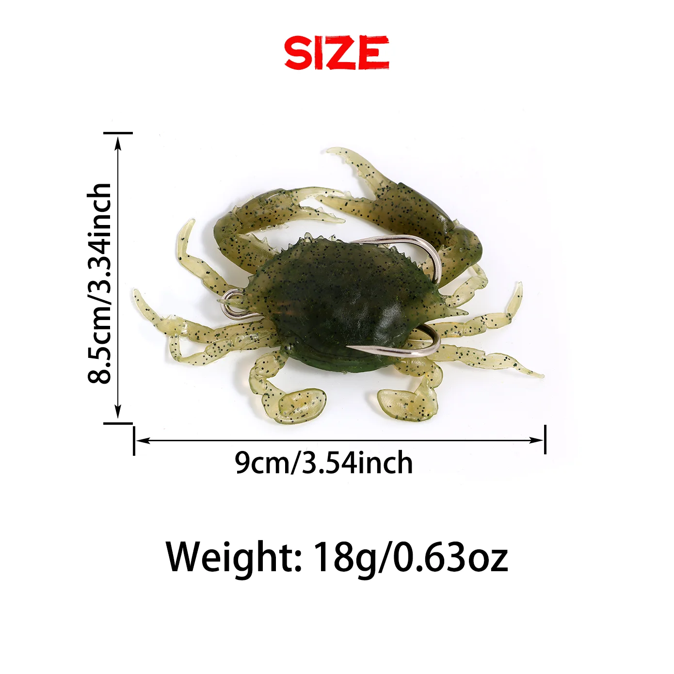 2 قطعة معدات صيد الأسماك إغراء ثلاثية الأبعاد محاكاة مع هوك كراب 18 جرام الصيد البحري المروع الطعم جنتيان خطاف الصيد الطعم المحاكاة الحيوية #2