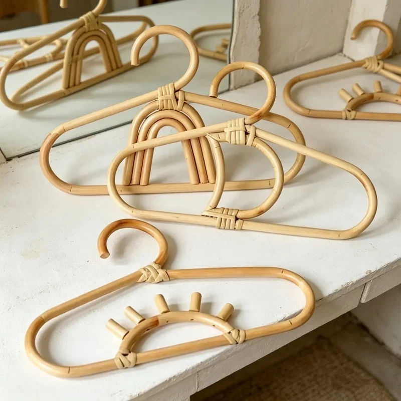INS Rattan Wall Hooks Kid Garments Organizer Rack Hat Hanger Children Room Decor Storage Holder For Daily Household Use Supplies