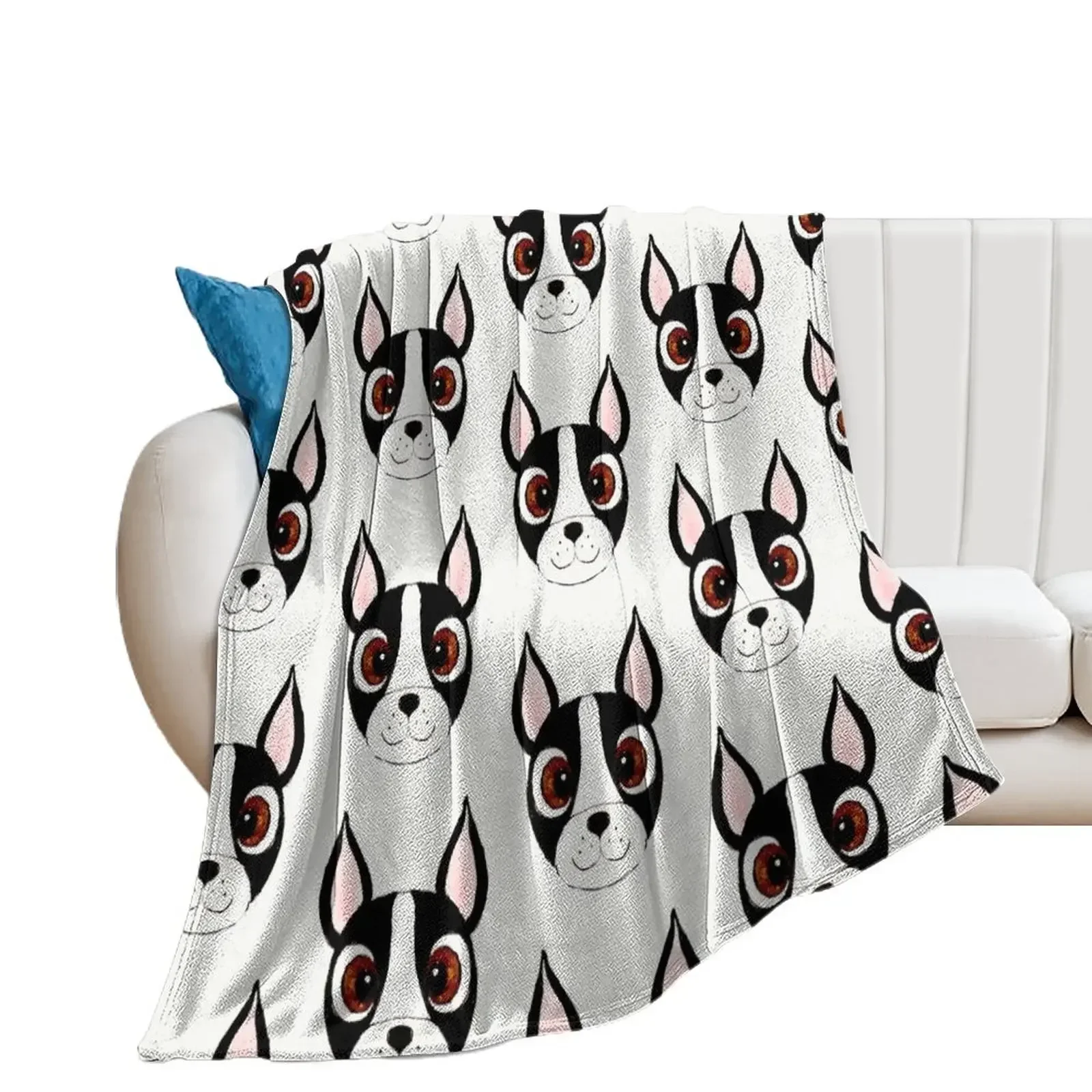 

Boston Terrier Cartoon Throw Blanket Decorative Beds Luxury Designer Picnic Flannels Blankets