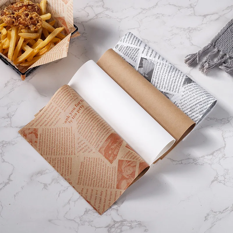 Anti Oil Paper Fried Chicken and French Fries Hamburgers Oil Absorbing Baking Oil Paper Sandwich Packaging Paper