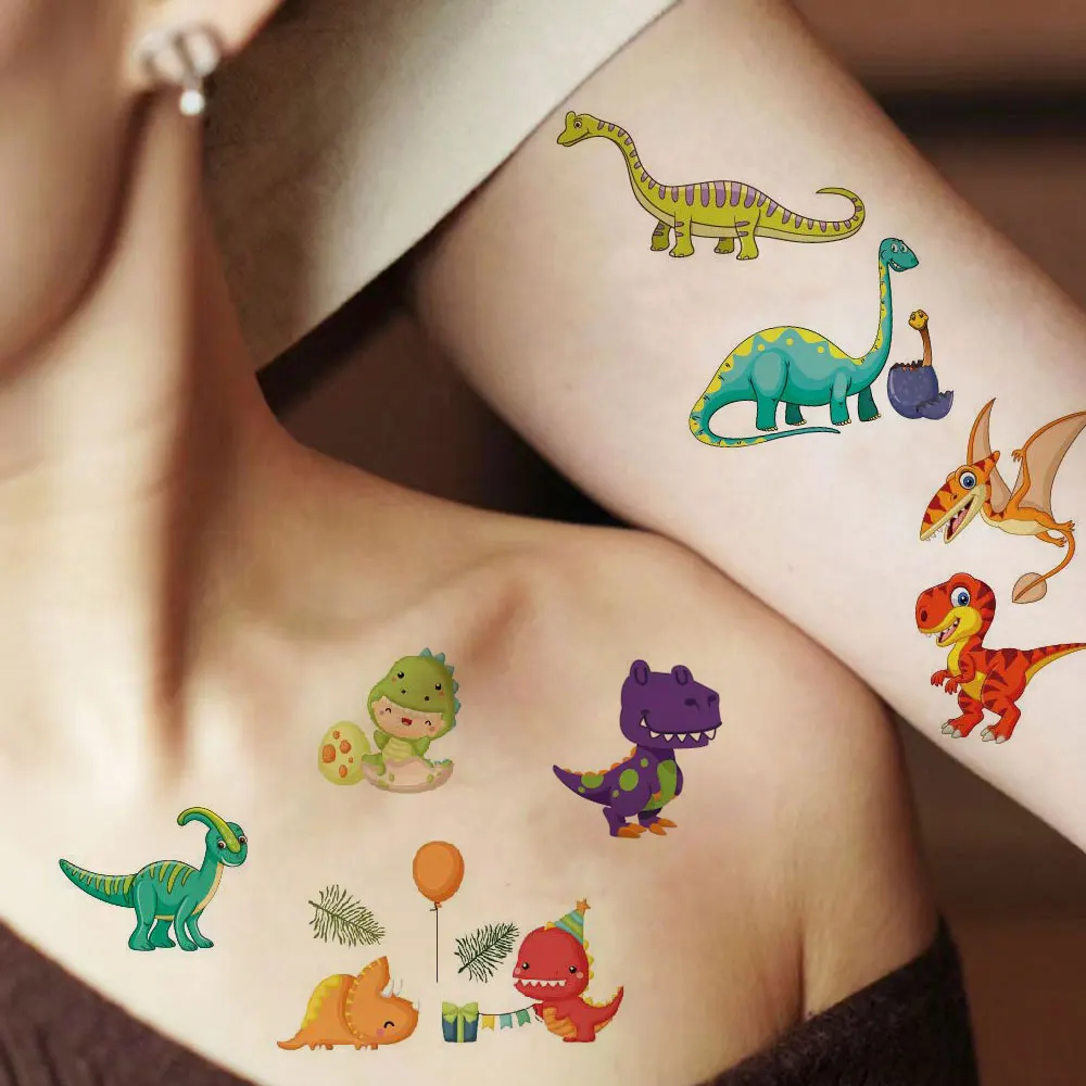 10 Sheets Cartoon Fake Tattoos  Dinosaur Excavator Mermaid Unicorn Tattoo StickersWaterproof Temporary Tattoos for Woman And Men