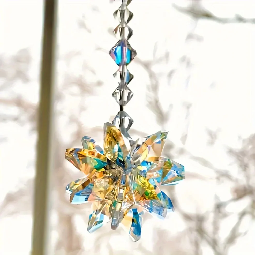 

1PC Sparkling Glass Suncatcher Crystal Star Hanging Ornament for Window & Office Decor - Ideal Anniversary Gift for Her/Him
