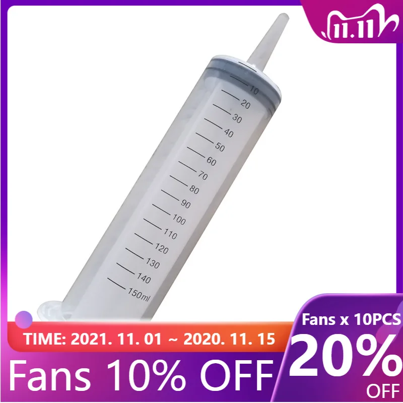 Hot  Sale 60ml/100ml / 150ml Reusable Big Large Hydroponics Plastic Nutrient Sterile Health Measuring Syringe Tools