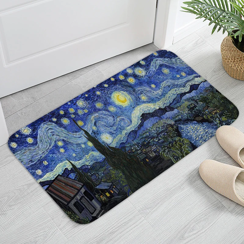 

Van Gogh Art Bedroom Bathroom Rug Aesthetic Washable Non-slip Kitchen Mats Funny Doormat Entrance Door Living Room Floor Carpet