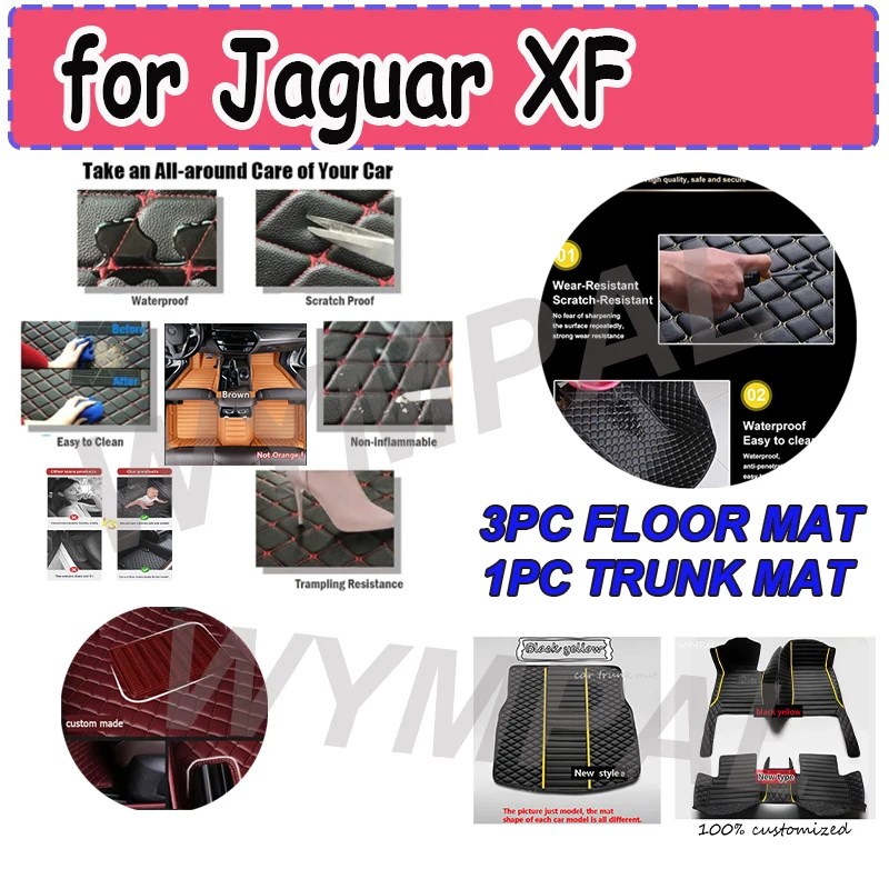 

LUXURY Car Floor Mats For Jaguar XF Sedan 2008 2009 2010-2012 2013 2014 2015 Auto Foot Pads Automobile Carpet Cover Interior