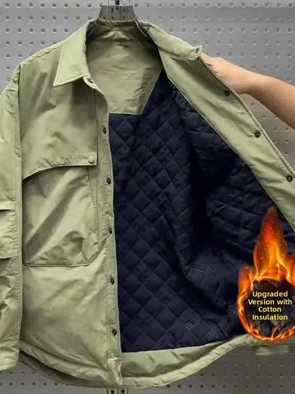 Men's Casual Thickened Cotton Jacket Autumn Winter New Style Warm Workwear Outerwear Loose Fit Versatile Cold Proof Jacket