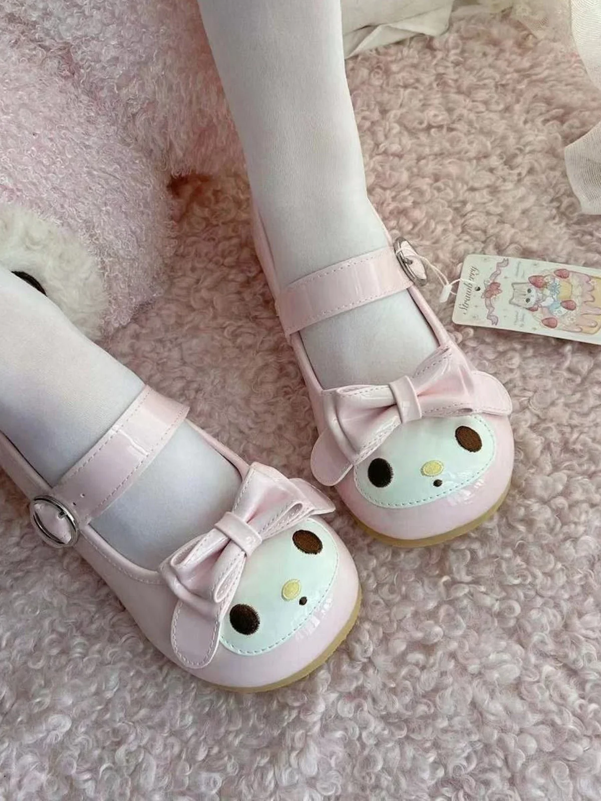 Sanrio My Melody Kawaii Płaskie Buty Urocze Lolita Mary Jane Różowe Buty z Okrągłym Noskiem w Stylu Cartoon dla Kobiet — 2
