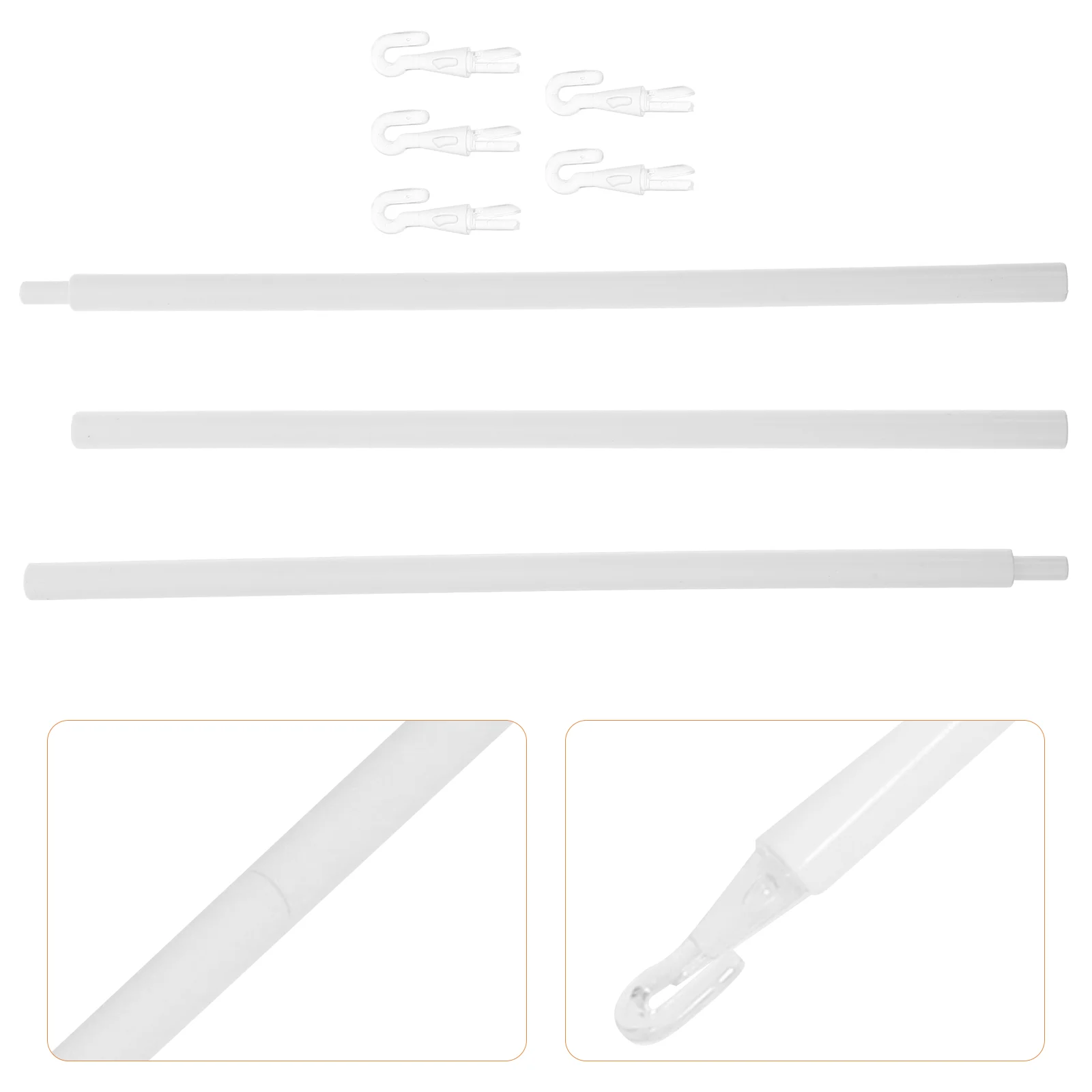 Shutter Rotary Rod Long Blind Stick Cordless Window Blinds Shade Curtain Wand Pp Parts Clear Hooks