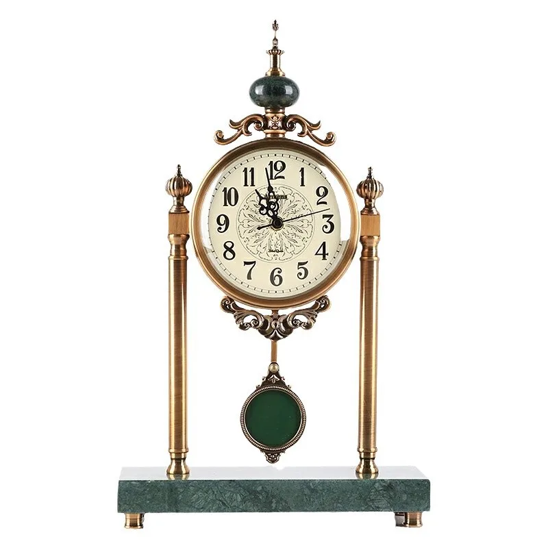 

European living room, metal clock ornament, light luxury creative decoration