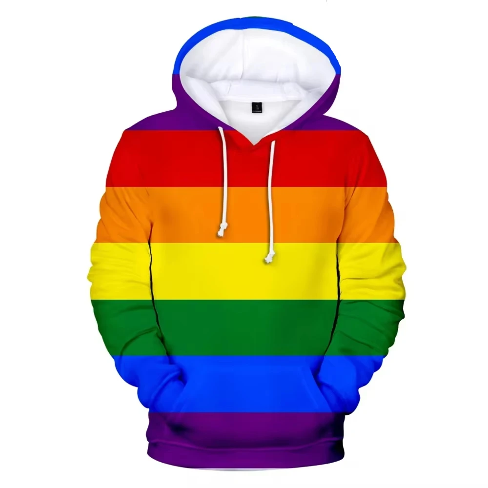 Autumn Spring LGBT Gay Flag Color Sports Printed 3D Hoodie Men's/Women's Hip Hop Rainbow Flag Sweatshirt Pullover Couple Shirt