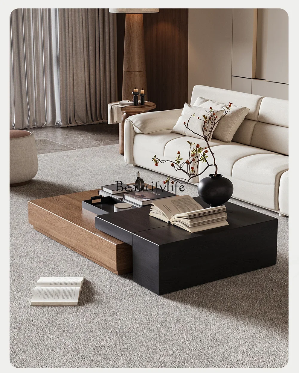 

FG40*Log solid wood coffee table modern simple small table living room advanced sense