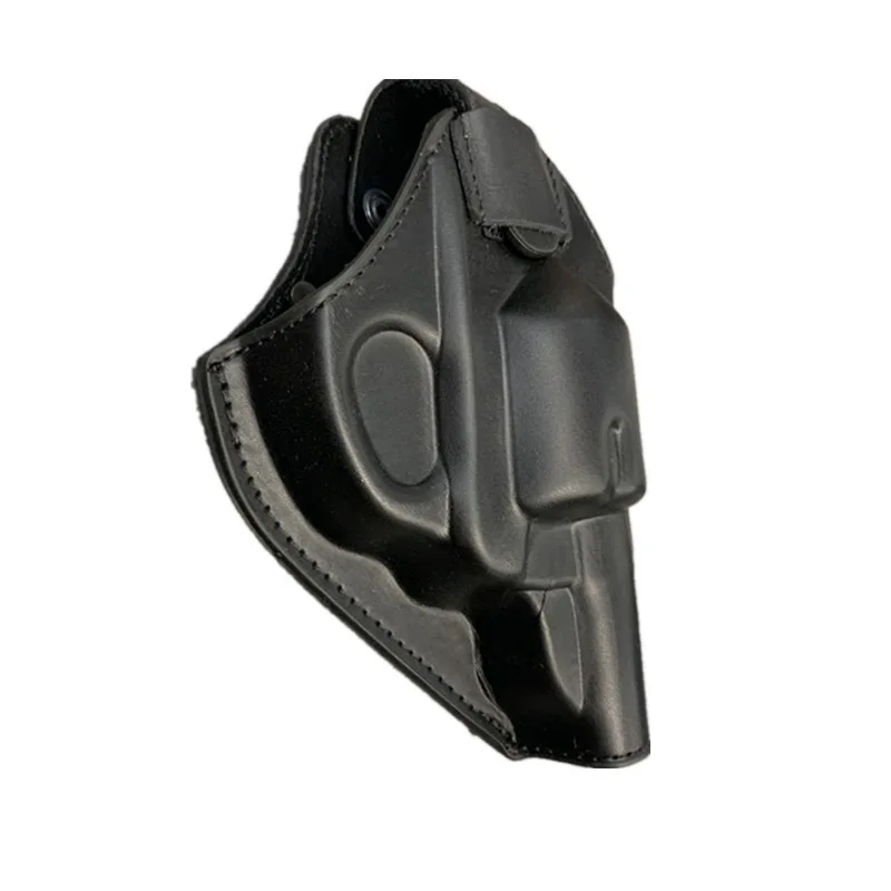 Airsoft Tactical Force Leather Revolver Pistol Holster (Short) Black Training WarGame Military