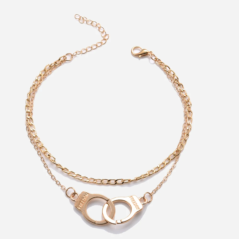 SUMENG New Boho Style Star Multilayer Foot Chain Handcuffs Anklet Bracelet For Women 2024 Fashion Beach Jewelry