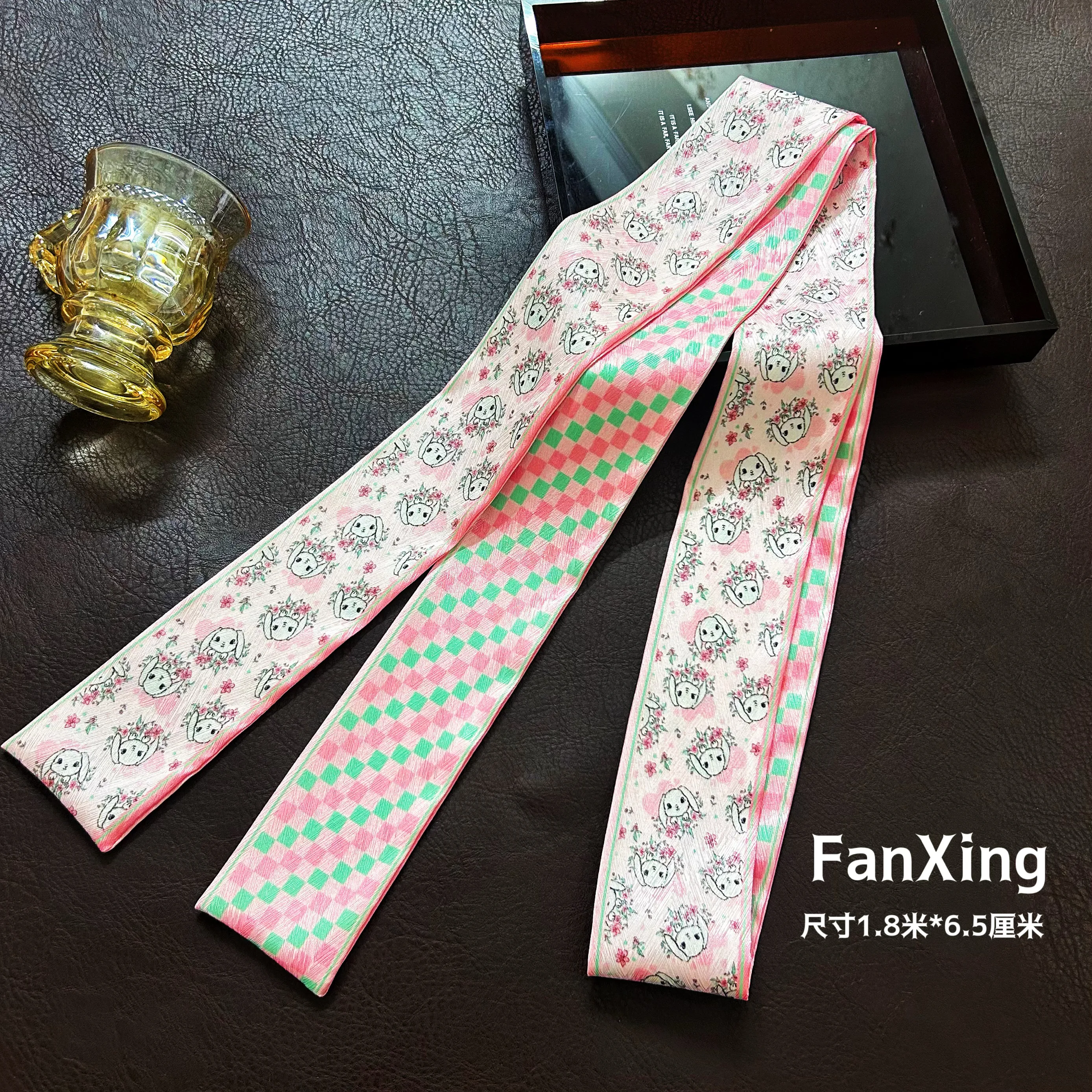 

1.8 Meters Cartoon Rabbit Long Silk Scarf Women's Belt Scarf Ribbon Belt Tied Hair Band Hair Accessories for Women
