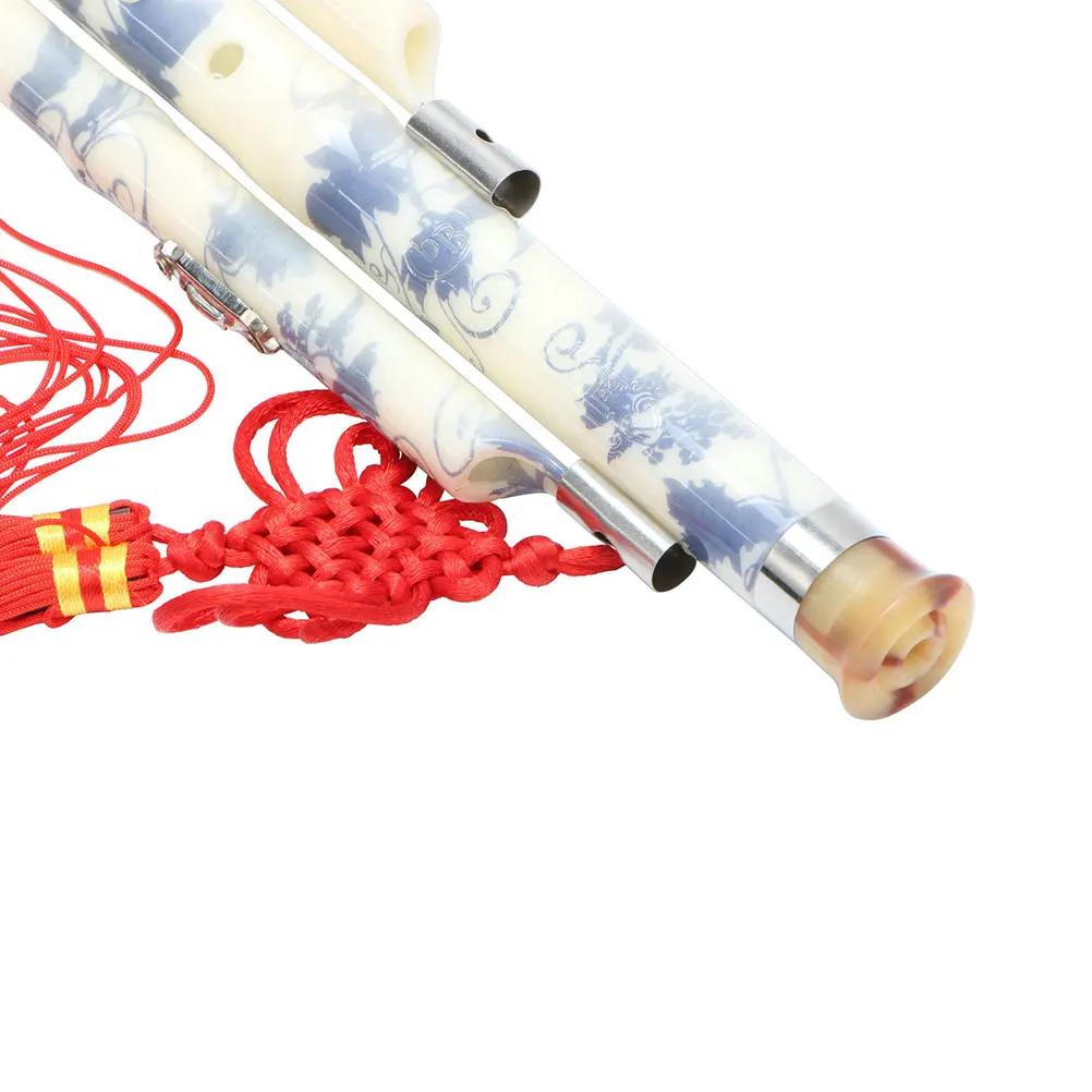

Blue and White Porcelain Gourd Silk Chinese Flute Professional Hulusi Cucurbit Musical Instrument