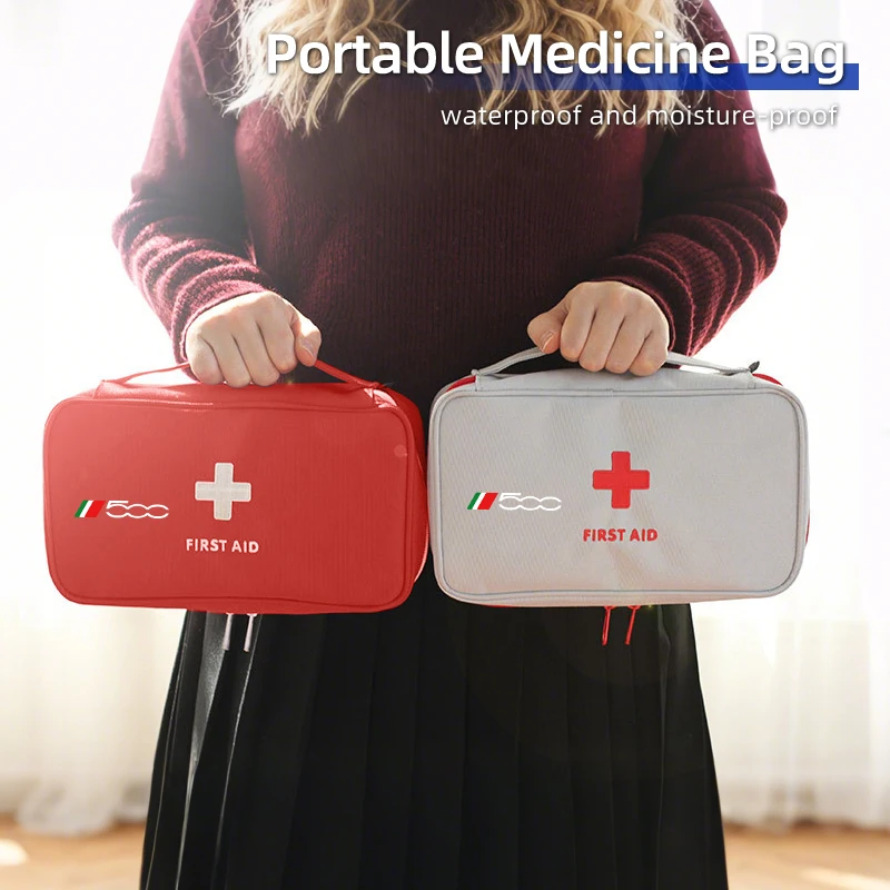Car Logo Portable First Aid Kit Medicine Organiser Travel Mini Medical Kit For FIAT 500 Grande Punto Tipo Stilo UNO Astra Bravo