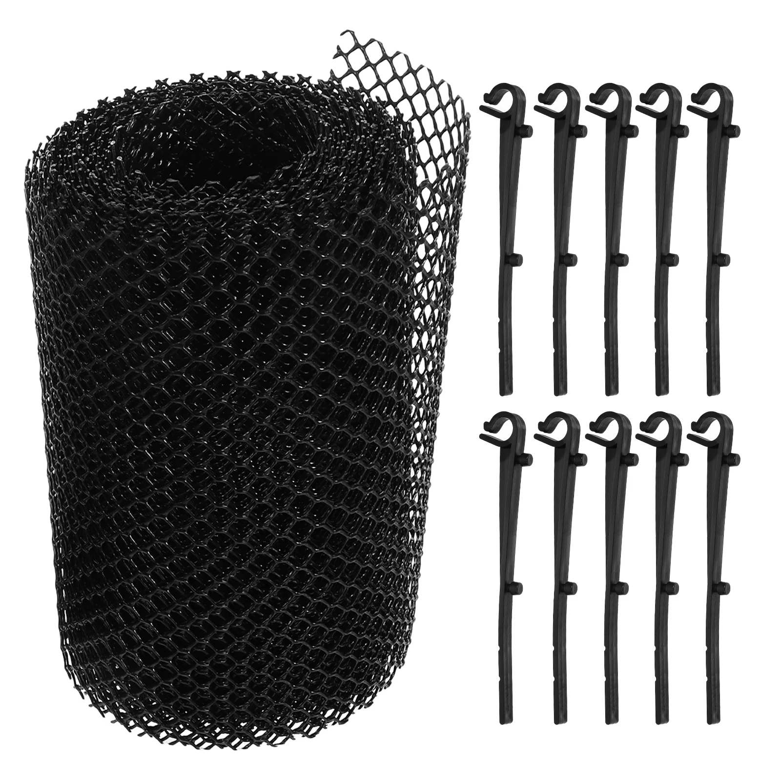 

10pcs Net Gutter Guard Mesh Black Plastic Leaf Filters Drainage Screens Roof Protectors Anti Clogging Water Flow Gardening