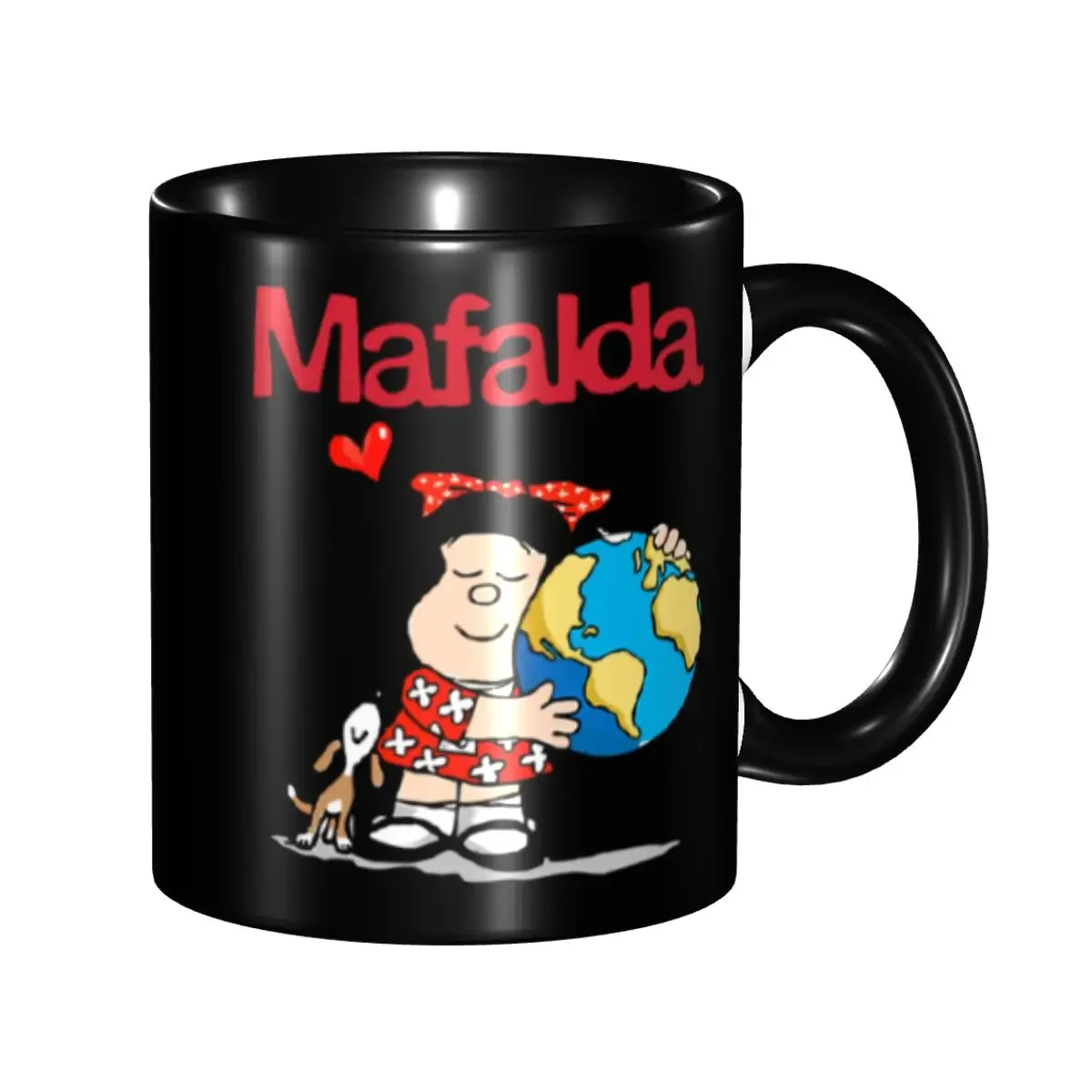 Mafalda World And Her Puppy Mugs Customized Quino Comic Cartoon Ceramic Coffee Mug Cup Creative Gift