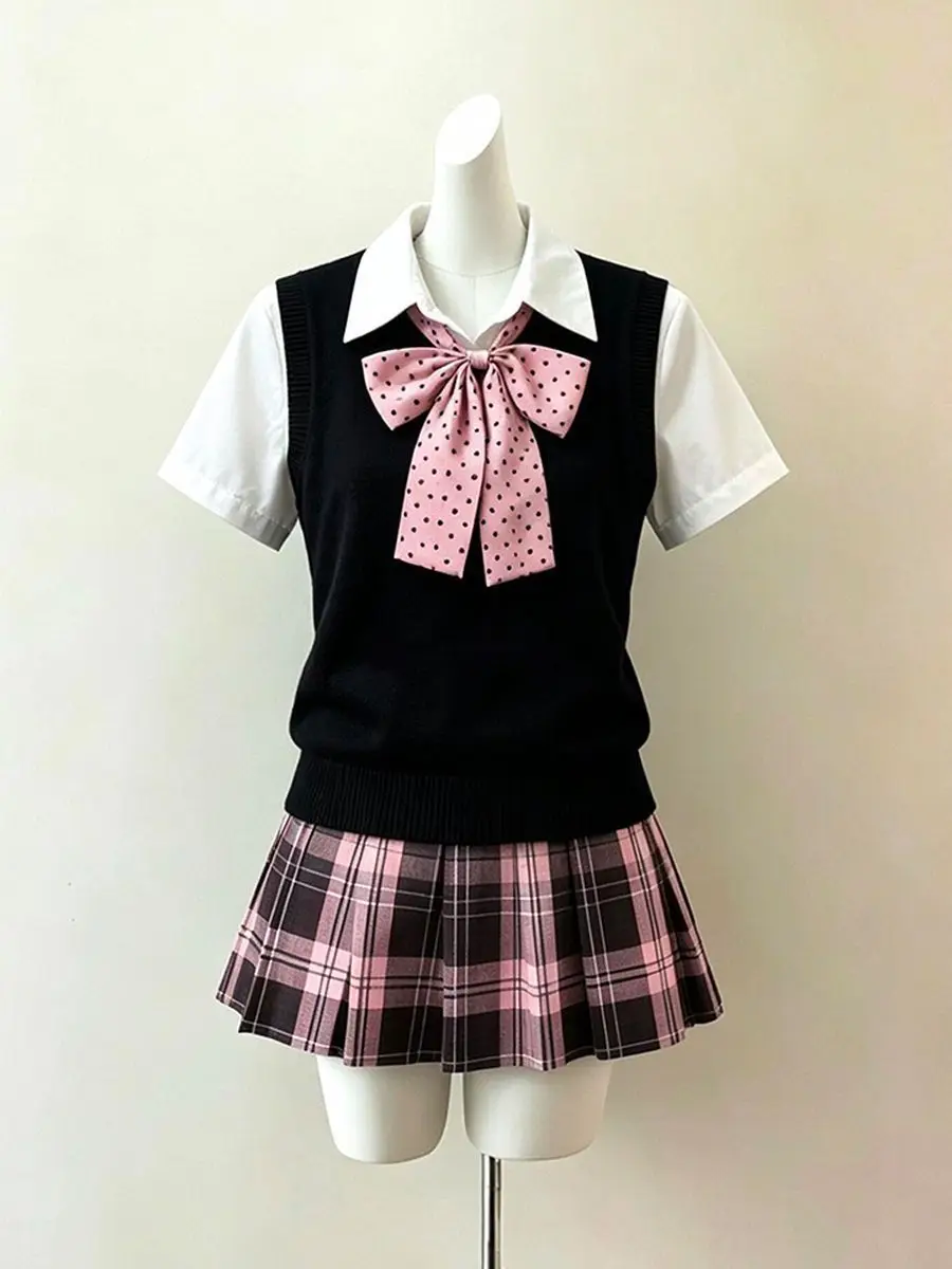 Summer Japanese Lolita Women's 2 Piece Set Chic Party Preppy Style Club Daily Birthday Y2k Vintage Sweet Korean Fashion Outfits