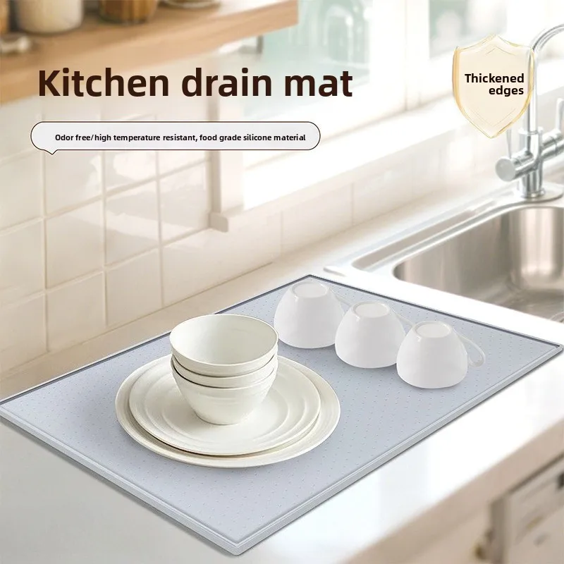 Premium Silicone Placemats Set Waterproof Heatproof Dish Drying Mats for Dining Table Bar Counter Coffee Cup and Utensils