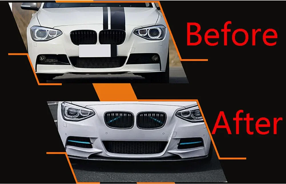 Three Stage Front Lip Splitter Spoiler Side Lower Splitters Body Kit For BMW 1 Series F20 F21 M Sport 2012-2014