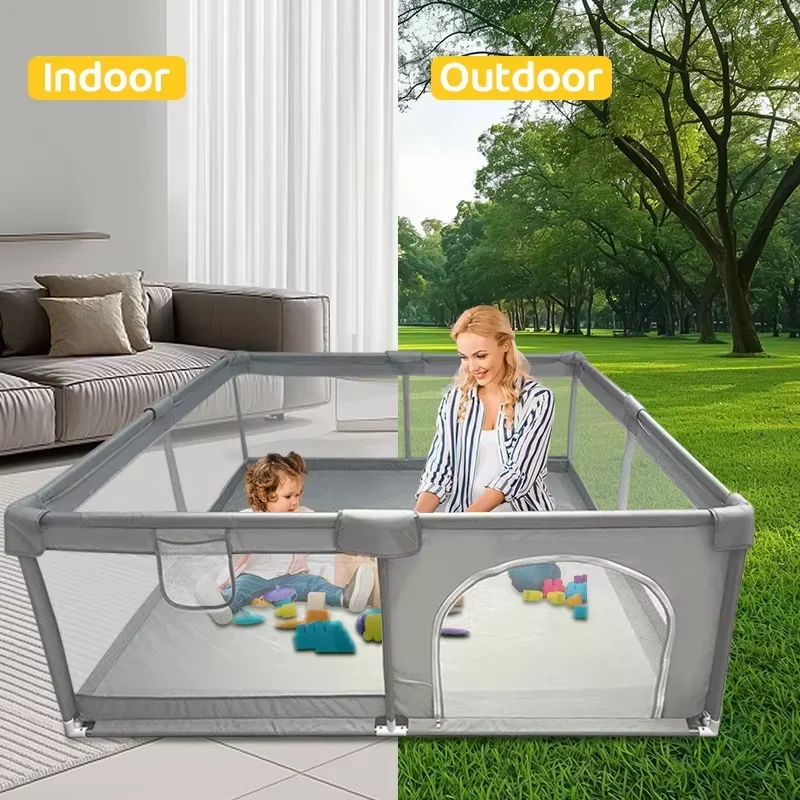 IMBABY Baby Playpen Gray Baby Activity Fence Large Baby Playground Safety Activities for Babies Games Park Playpen for Children