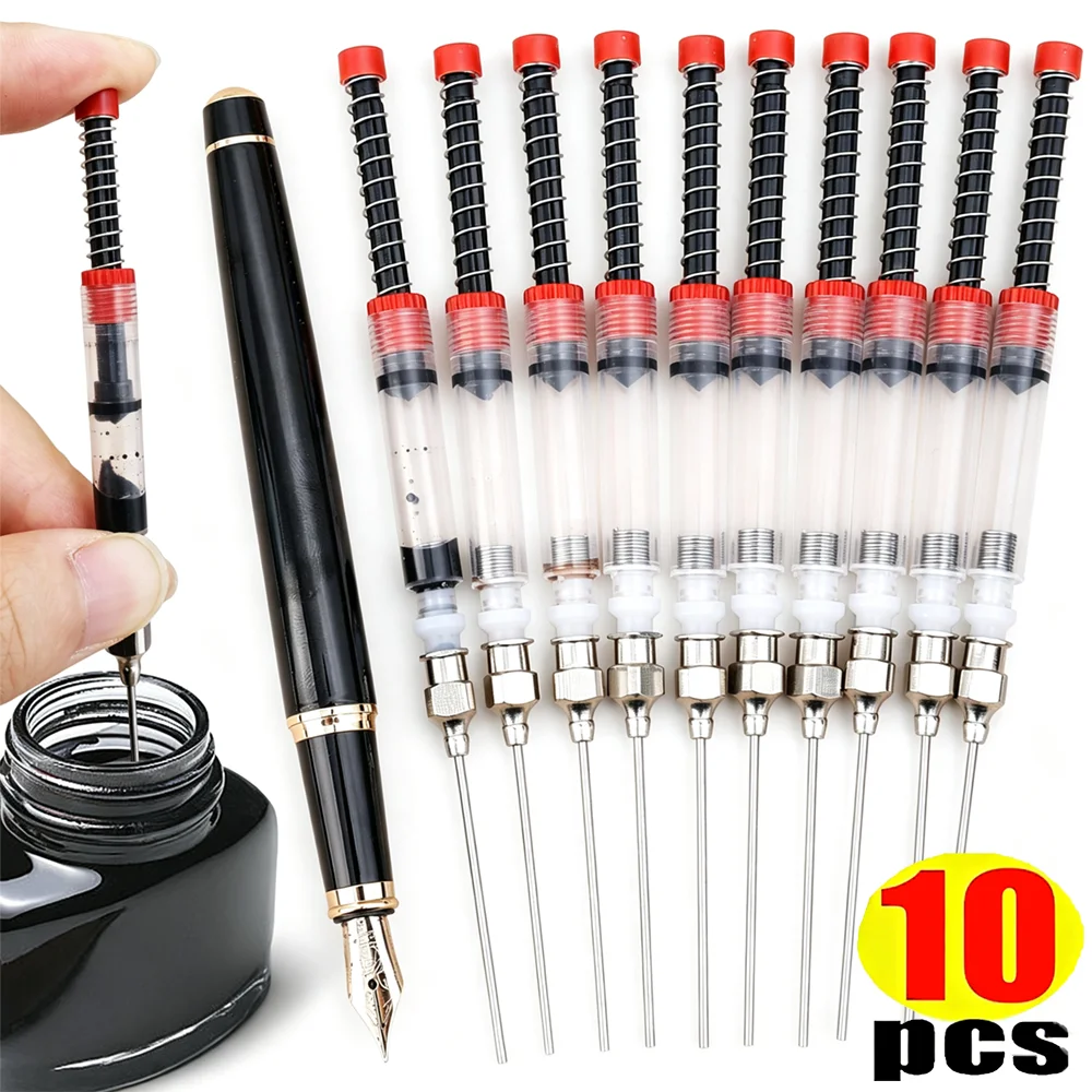 1-10pcs Fountain Pen Filler Ink Pen Syringe Absorbor Device Tool Suction Pipette Ink Cartridge Supplies Converter Office School
