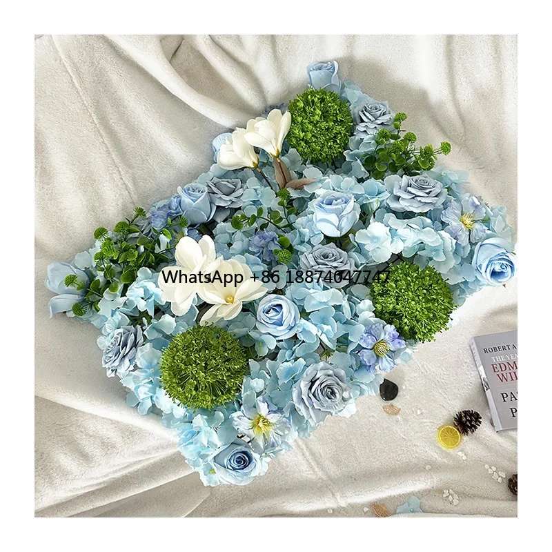 

D203 Small Blue Style Artificial Flower Wall D110 High Quality Wedding Party Background Decoration for Christmas Room Decor