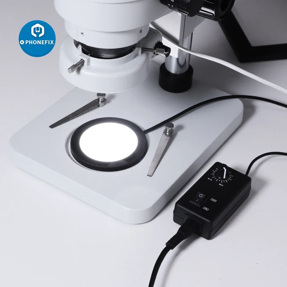 Brilho Ajustável Microscópio Anel Led Inferior Fonte de Luz Backlight Iluminador para Microscópio Trinocular Eliminar Sombra